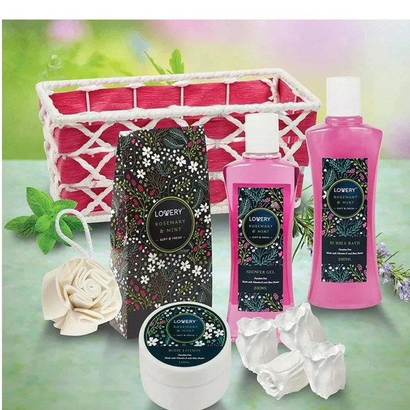 9 Pc Home Spa Kit  Rosemary and Mint Gift Set - Picture 5 of 14